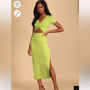 Twist Front Cutout Midi Dress